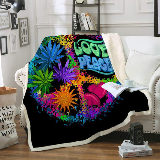 Hippie Peace Sign CLA1010293F Sherpa Fleece Blanket