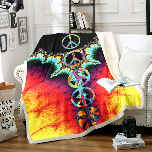 Hippie Peace TL0611096TT Sherpa Fleece Blanket