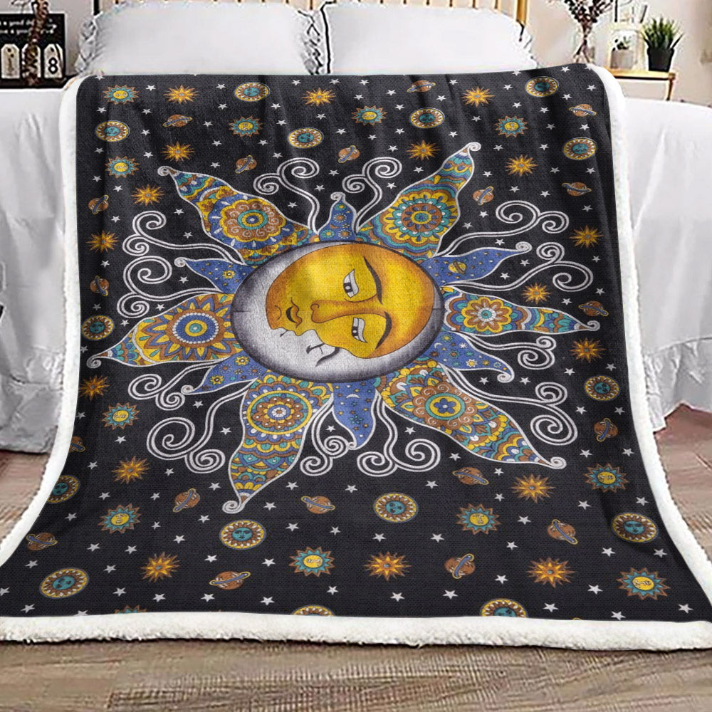 Hippie Sun And Moon DD230992F Sherpa Fleece Blanket