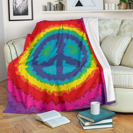 Hippie Tie Dye Peace Sign CL12100603MDF Sherpa Fleece Blanket