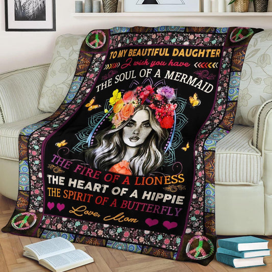 Hippie To My Daughter CL240858MD Sherpa Fleece Blanket