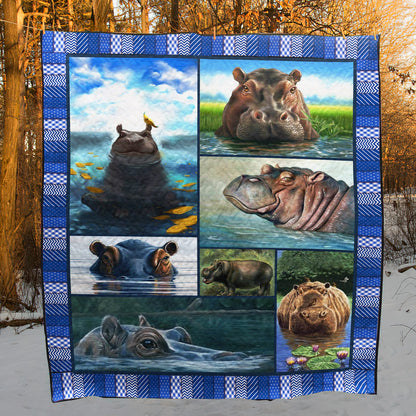 Hippo CL28100836MDQ Quilt Blanket