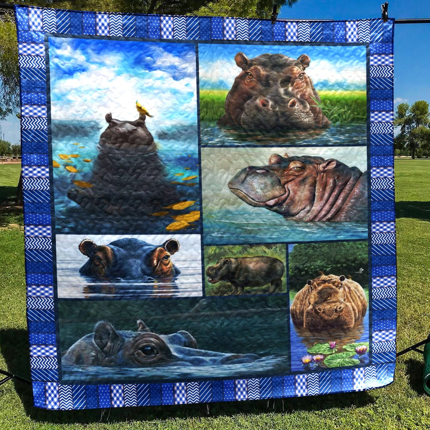 Hippo CL28100836MDQ Quilt Blanket