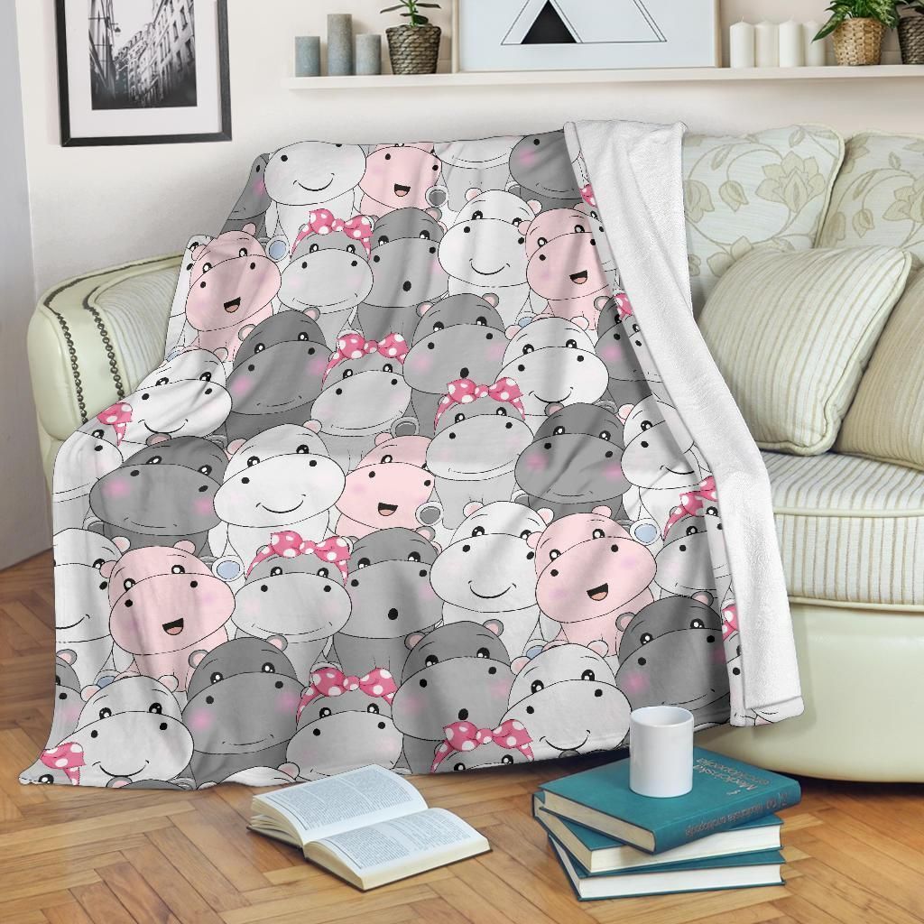 Hippo Cute CL12100608MDF Sherpa Fleece Blanket