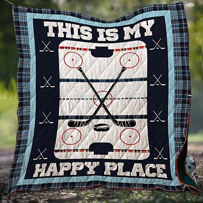 Hockey Happy Place CLA3010097Q Quilt Blanket