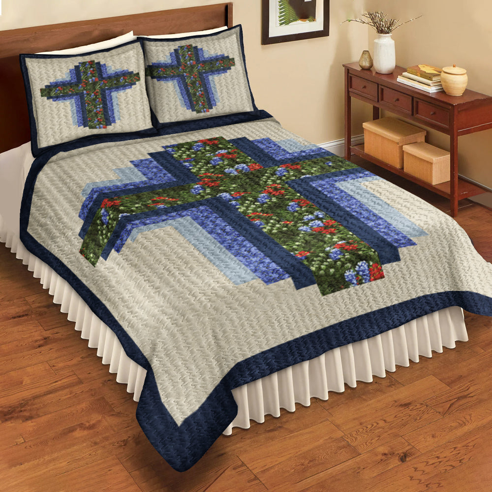 Christian Hope of Texas Cross Quilt Bedding Set MT060602AQBS