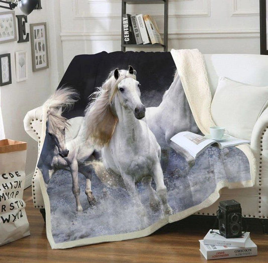 Horse CL140846MD Sherpa Fleece Blanket