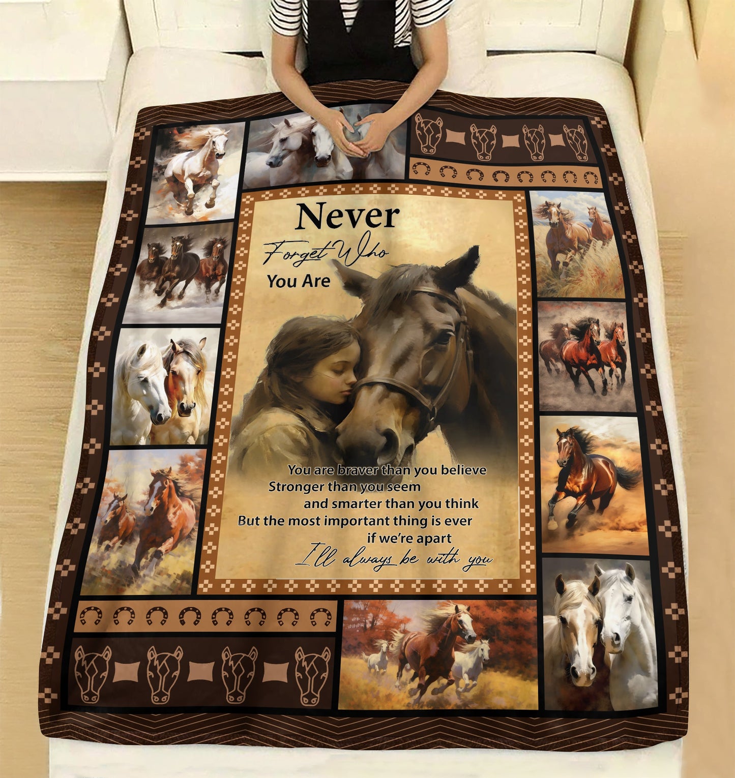 Horse CL240859MD Sherpa Fleece Blanket