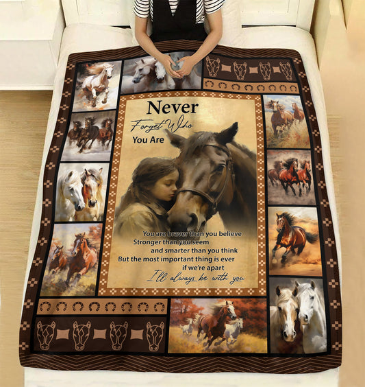 Horse CL240859MD Sherpa Fleece Blanket