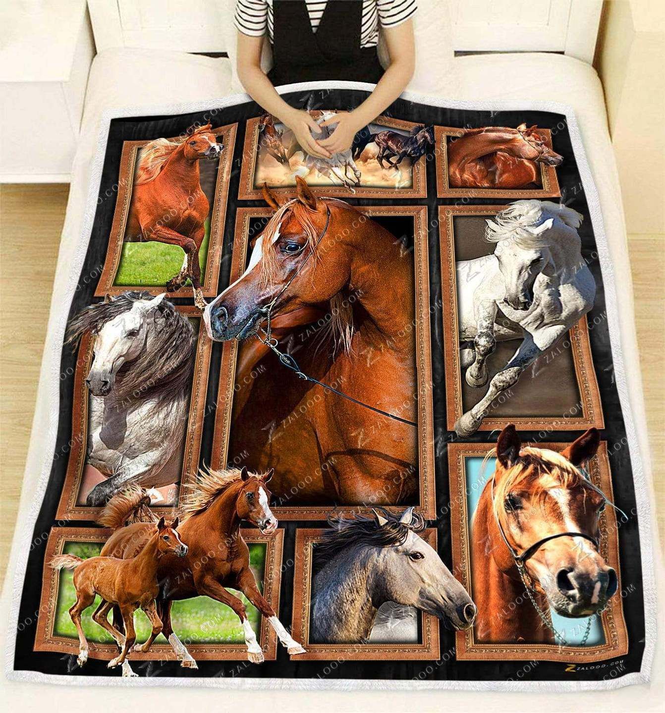 Horse CL270843MDF Sherpa Fleece Blanket