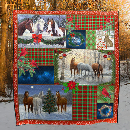 Horse Christmas CL15100205MDQ Quilt Blanket