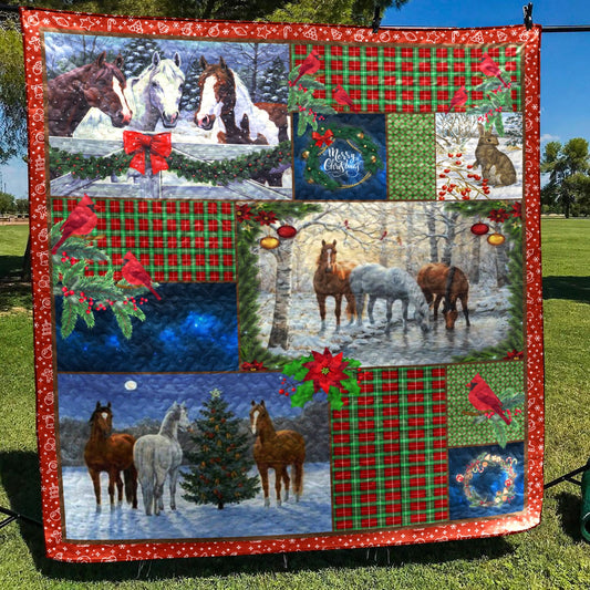 Horse Christmas CL15100205MDQ Quilt Blanket