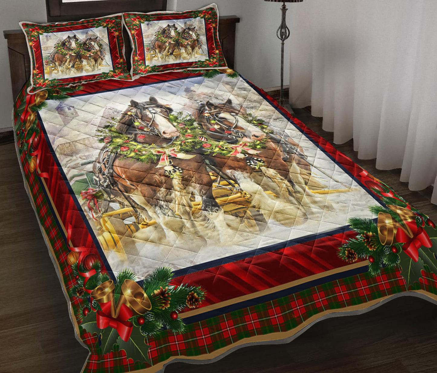 Horse Christmas Quilt Bedding Set TL130909