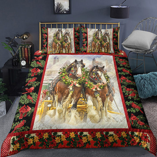 Horse Christmas Quilt Bedding Set TL210908