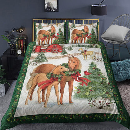 Horse Christmas Quilt Bedding Set TL240905