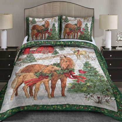 Horse Christmas Quilt Bedding Set TL240905