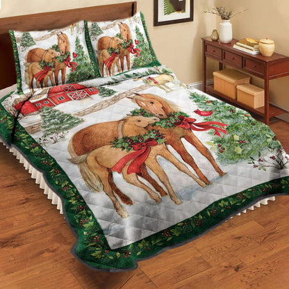 Horse Christmas Quilt Bedding Set TL240905