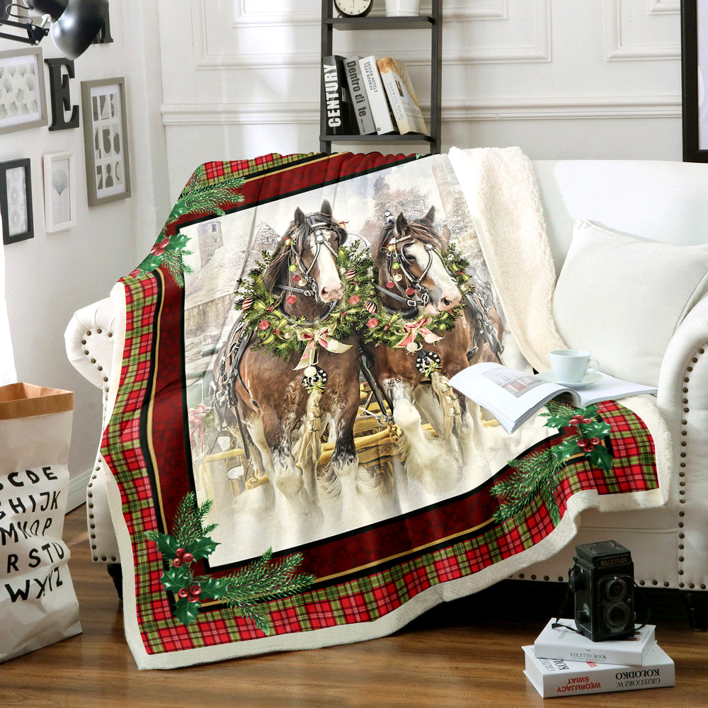 Horse Christmas Sherpa Fleece Blanket TM180103