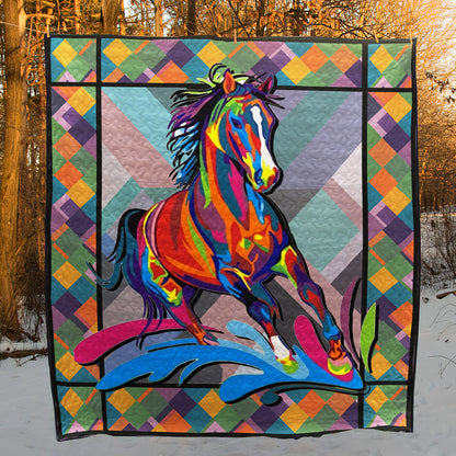 Horse Colorful Horse CLA18120327Q Quilt Blanket