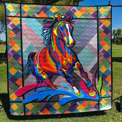 Horse Colorful Horse CLA18120327Q Quilt Blanket