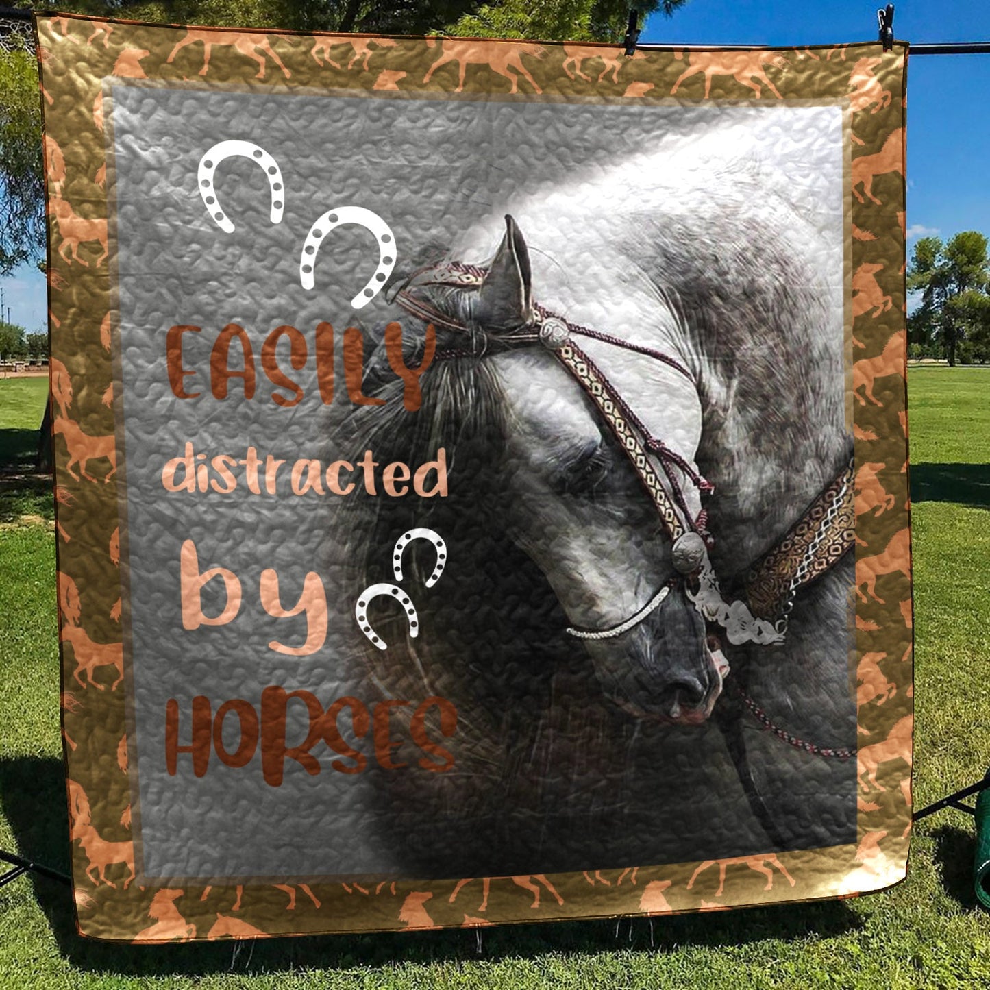 Horse Easily Distracted By Horses CLA2911124Q Quilt Blanket
