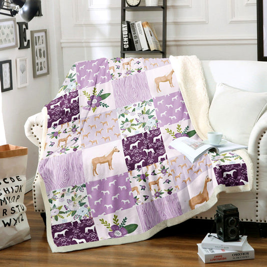 Horse Floral Sherpa Fleece Blanket TM191005