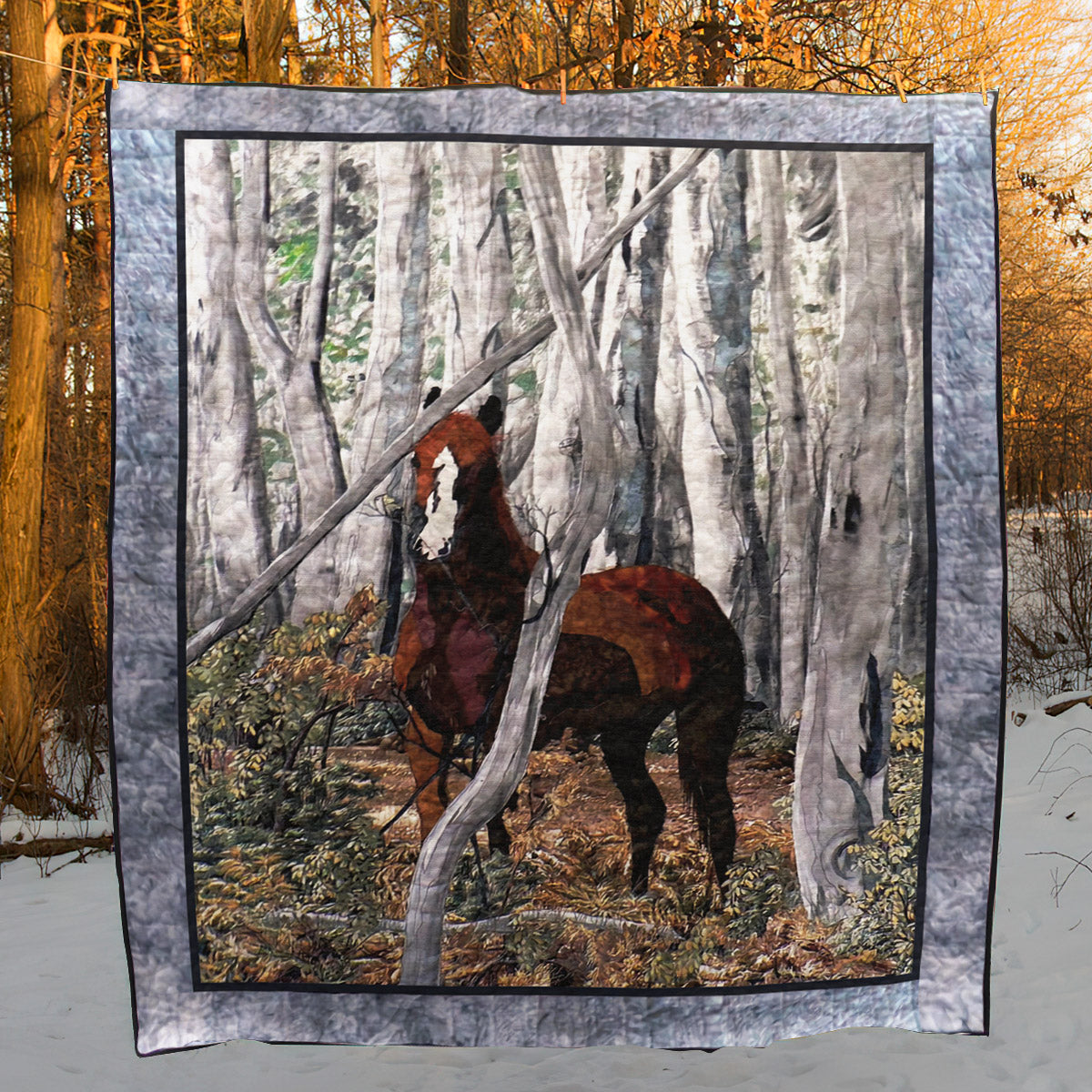 Horse Forest CLT0211136H Quilt Blanket