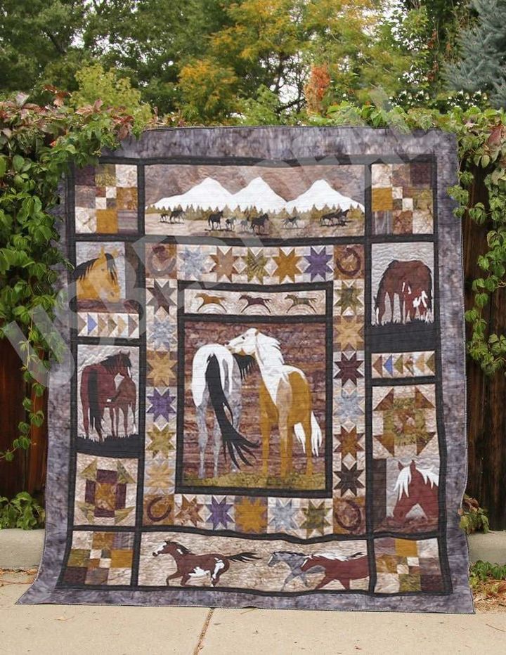 Horse Horses Love CLA18120549Q Quilt Blanket