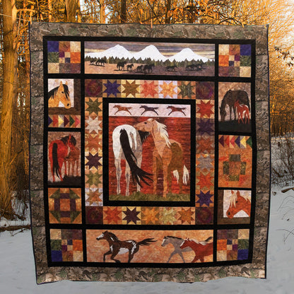 Horse Horses Love CLA18120549Q Quilt Blanket