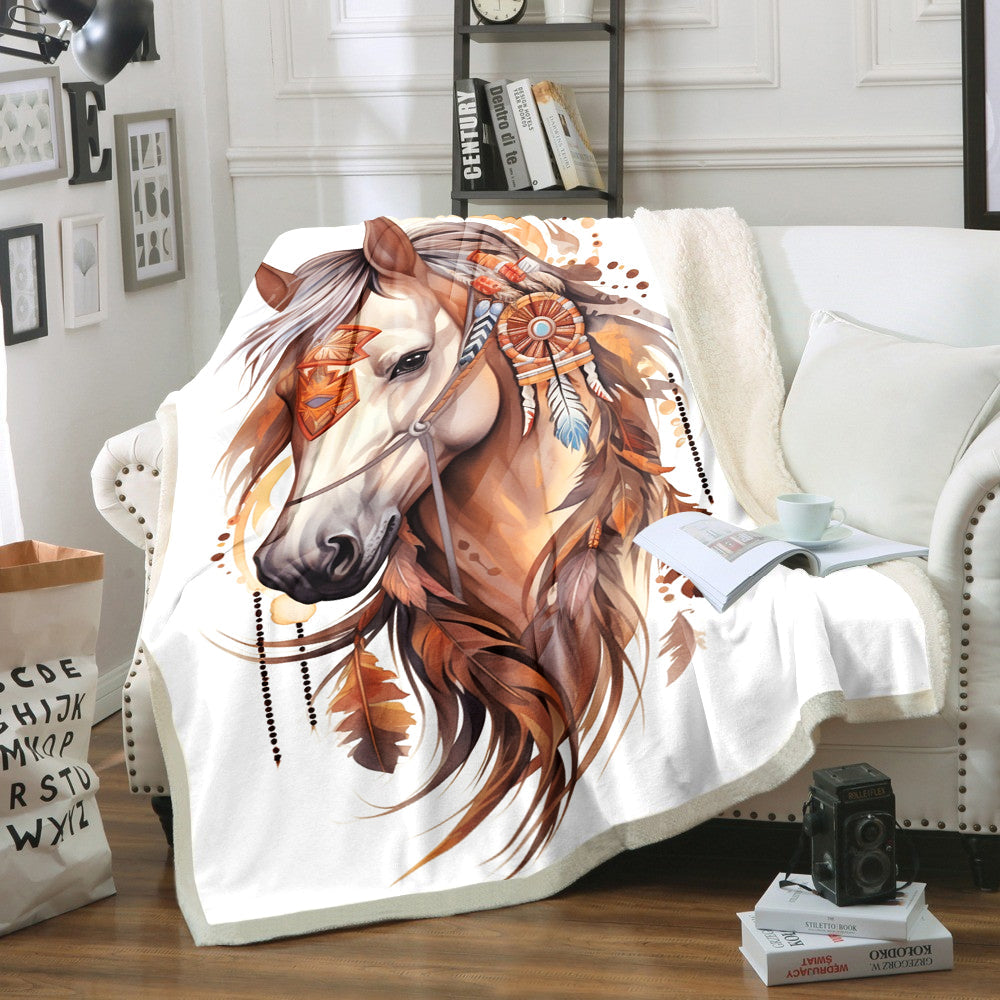 Horse Native American Inspired BL300856F Sherpa Fleece Blanket
