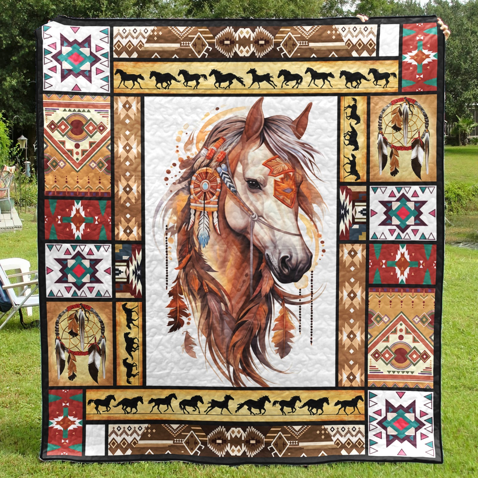 Horse Native American Inspired Horse CLA18120323Q Art Quilt – Charming Favor horse-native-american-inspired-horse-cla18120323q-art-quilt-charming-favor