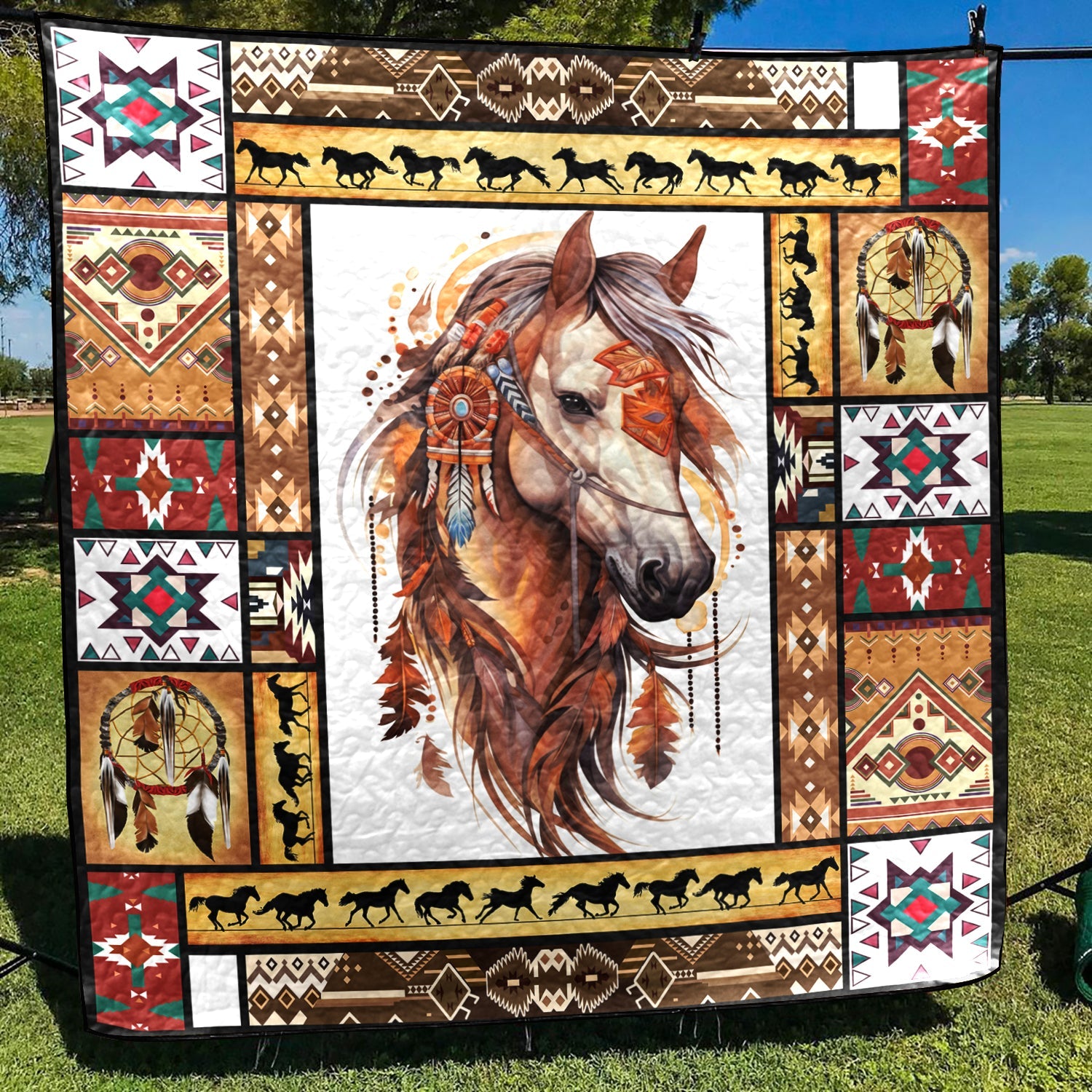 Horse Native American Inspired Horse CLA18120323Q Art Quilt – Charming ...