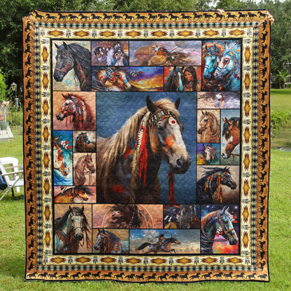 Horse Native American Inspired War Horse Art CL16110194MDQ Art Quilt