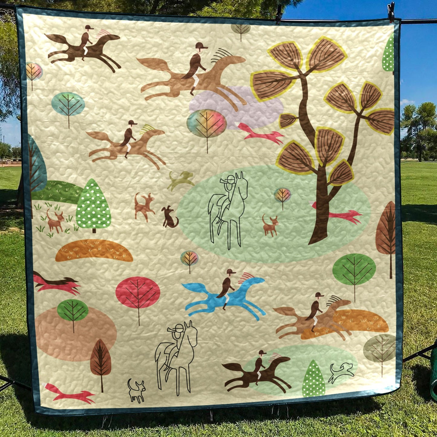 Horse Riding Horses CLA18120918Q Quilt Blanket