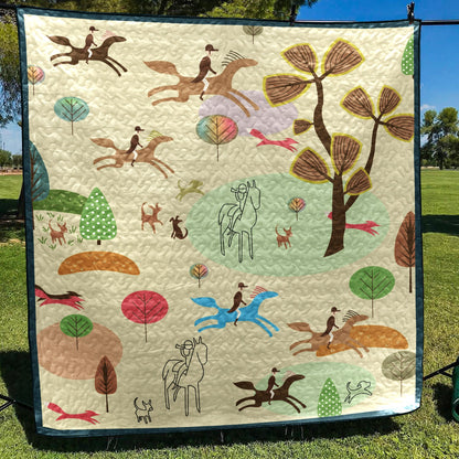 Horse Riding Horses CLA18120918Q Quilt Blanket