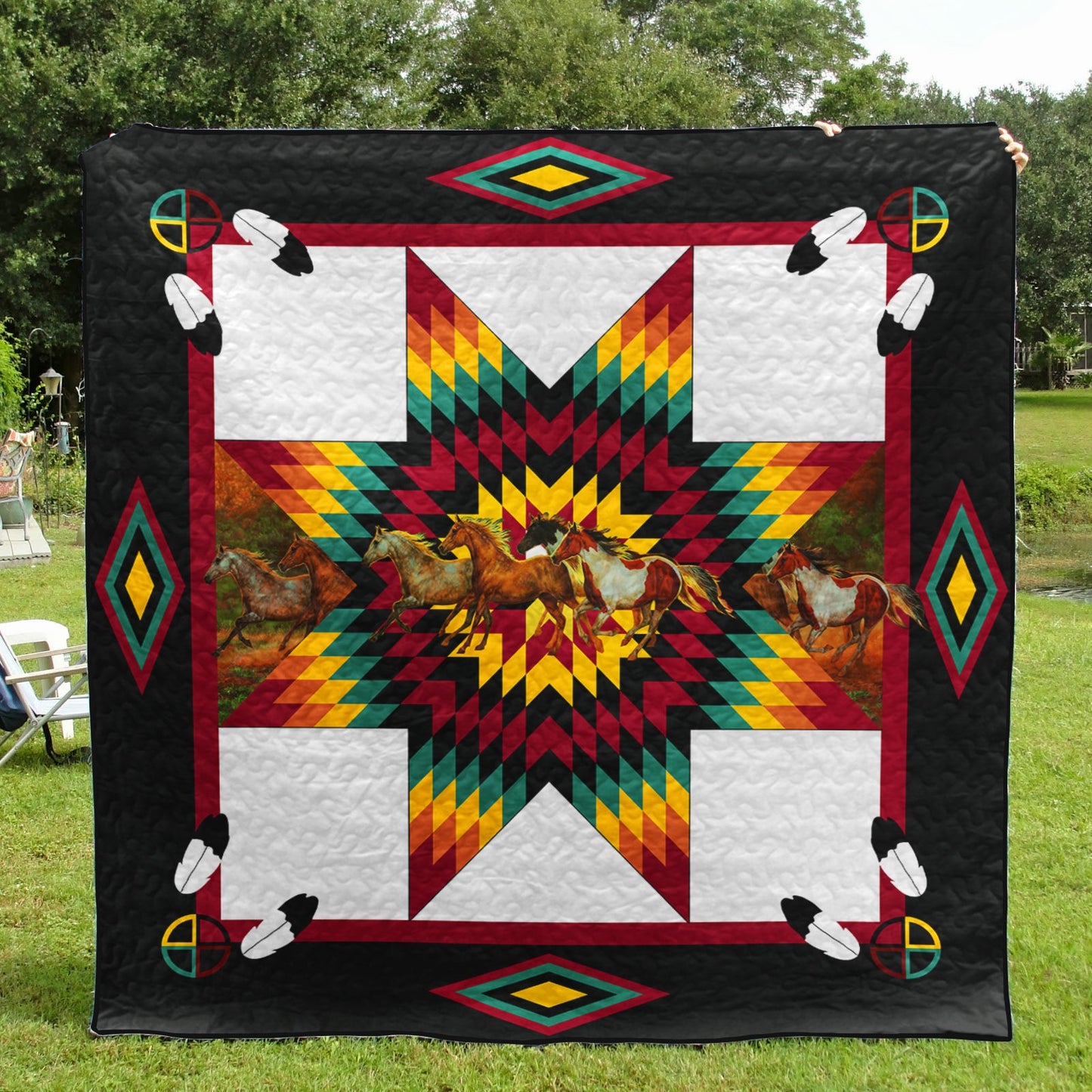 Native American Inspired Horse HN030802TAQ Art Quilt