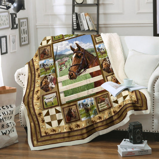 Horse BL180978F Sherpa Fleece Blanket