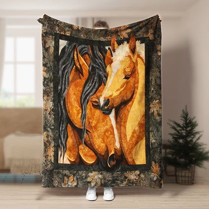 Horse BL260875F Sherpa Fleece Blanket