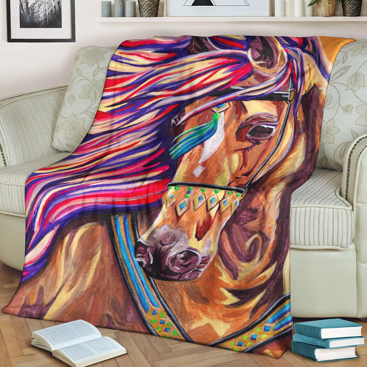 Horse CG0110089TT Sherpa Fleece Blanket