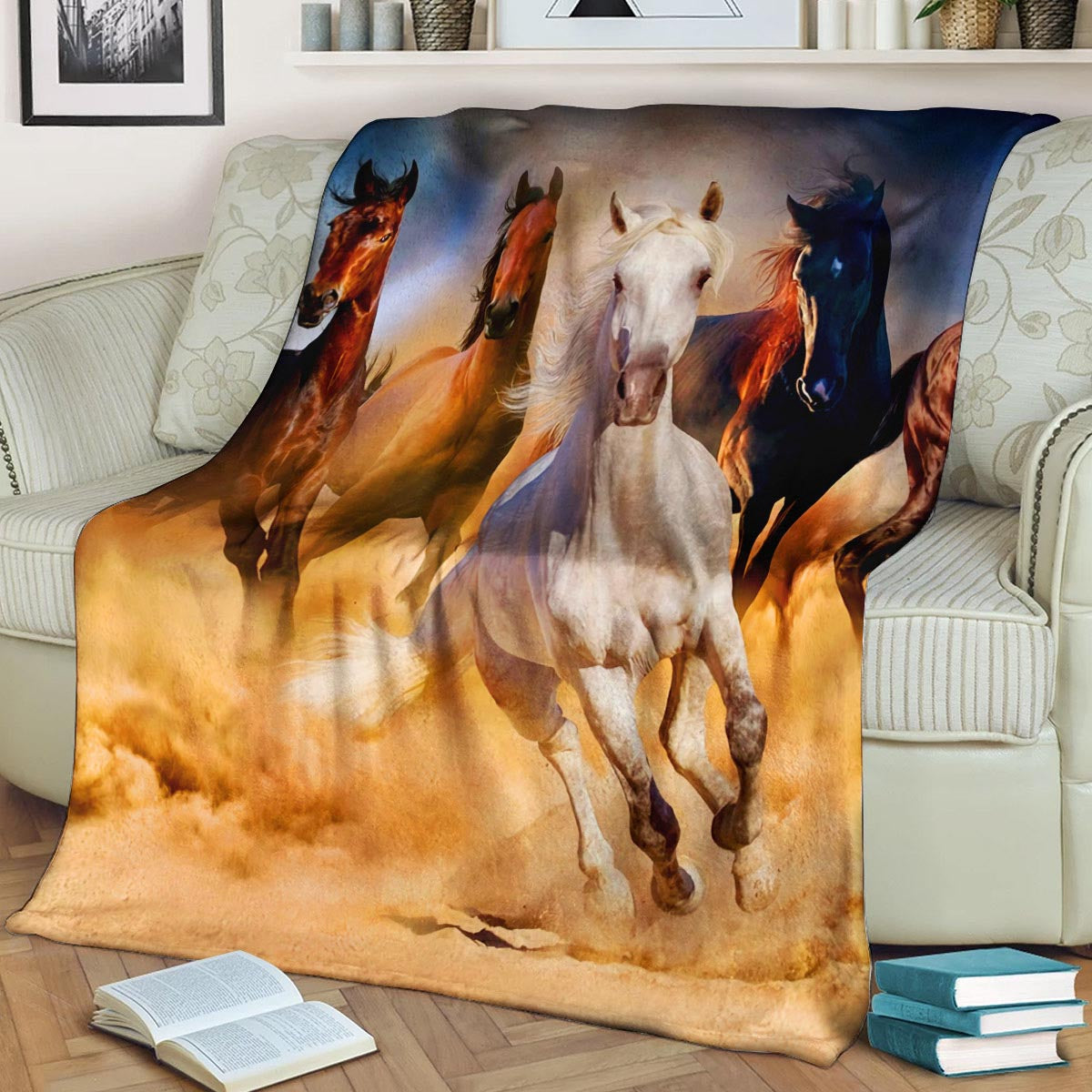 Horse CL1208137MD Sherpa Fleece Blanket