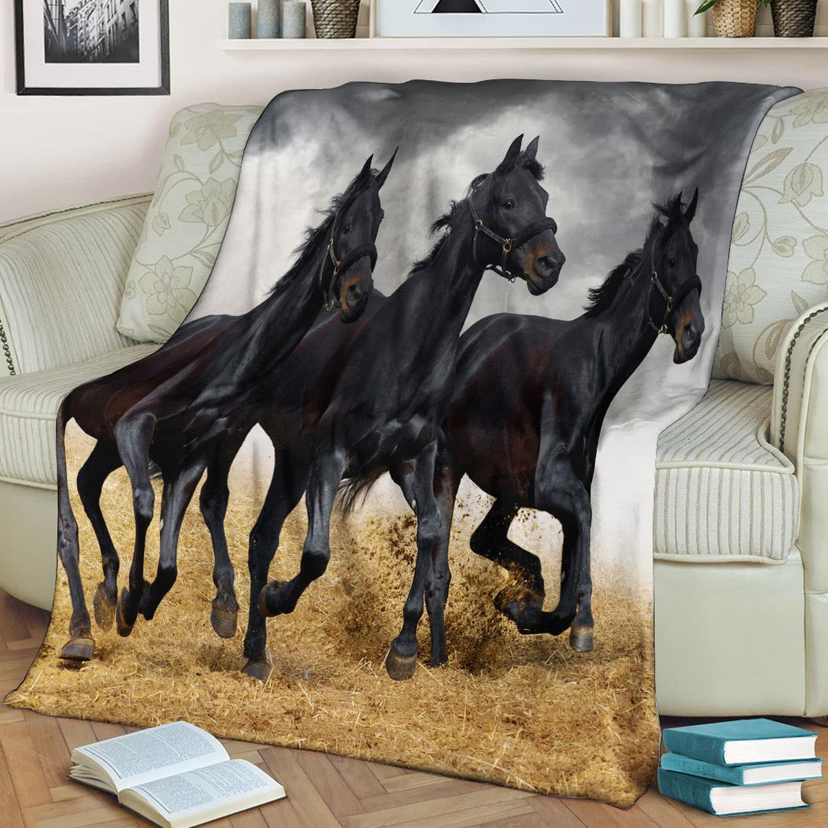 Horse CL140847MD Sherpa Fleece Blanket