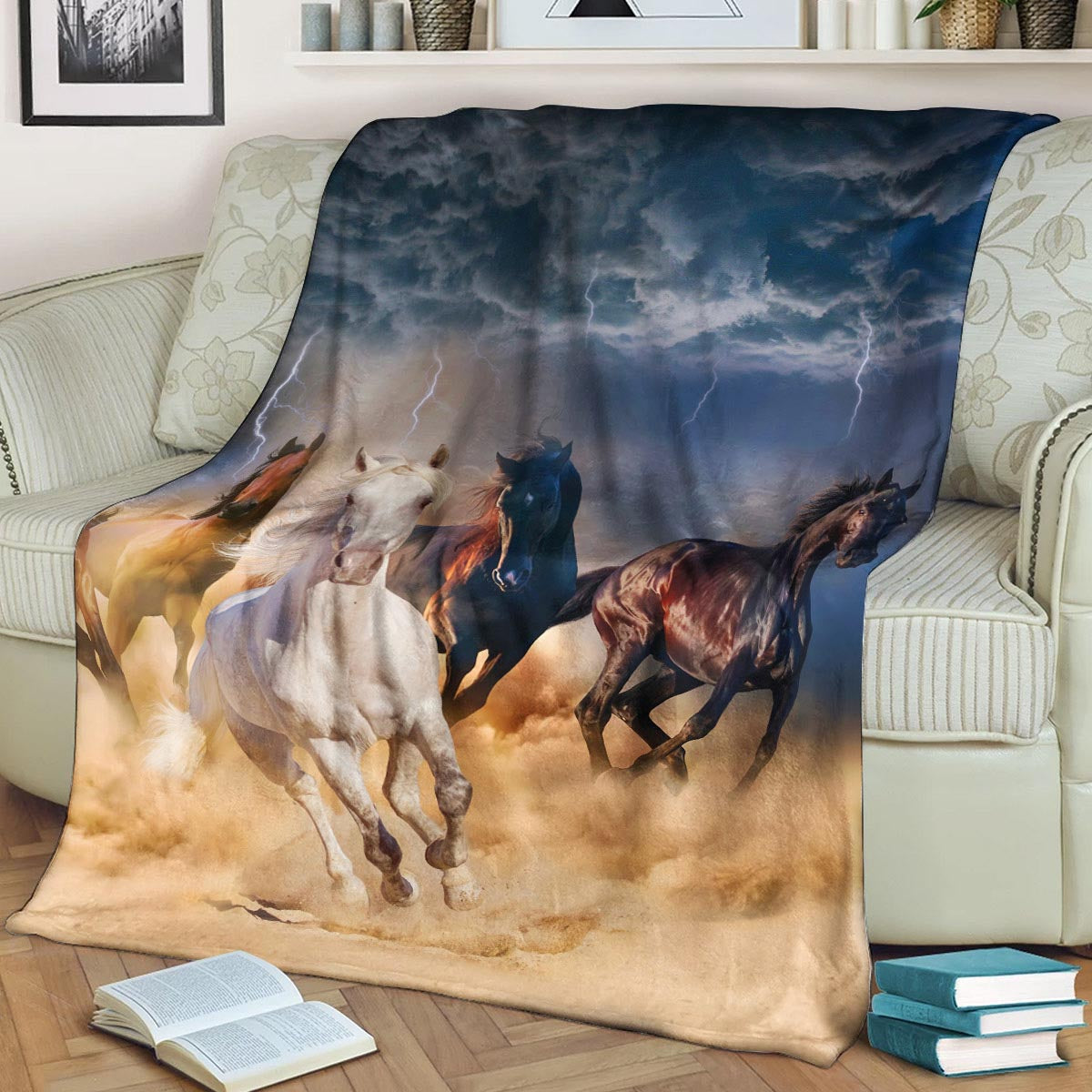 Horse CL140848MD Sherpa Fleece Blanket