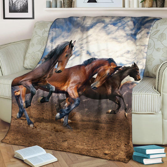 Horse CL150834MD Sherpa Fleece Blanket