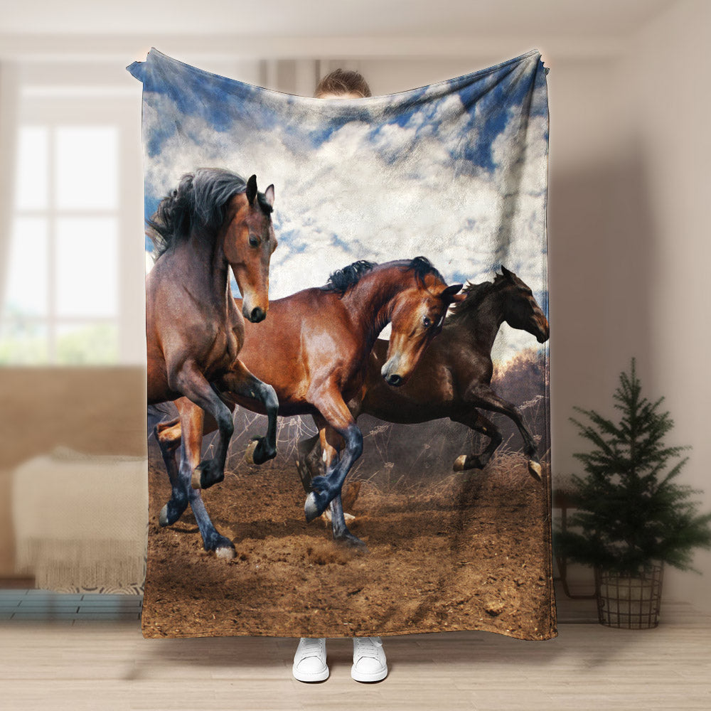 Horse CL150834MD Sherpa Fleece Blanket