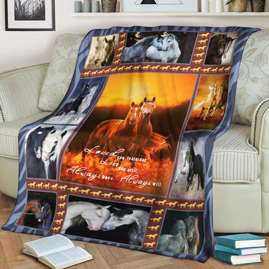 Horse CL240860MD Sherpa Fleece Blanket