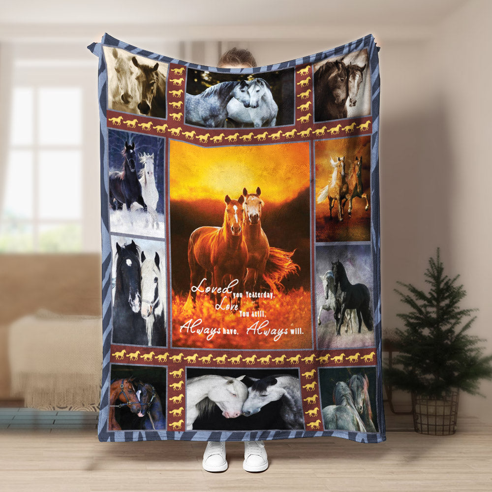 Horse CL240860MD Sherpa Fleece Blanket