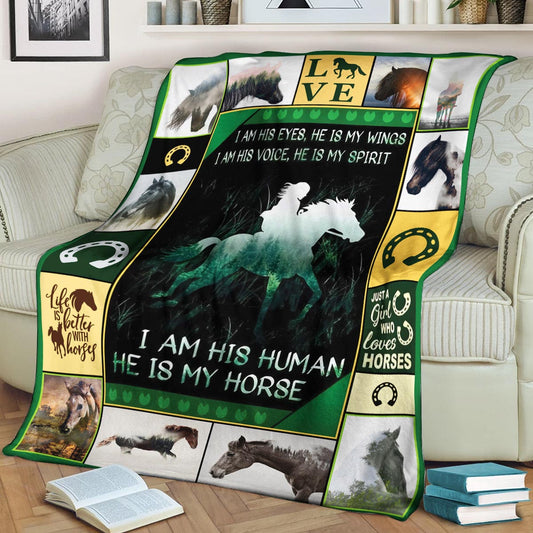 Horse CL260849MDF Sherpa Fleece Blanket