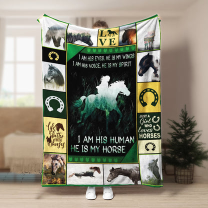 Horse CL260849MDF Sherpa Fleece Blanket