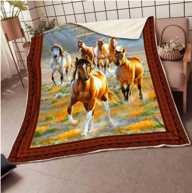 Horse CLM3010295S Sherpa Fleece Blanket