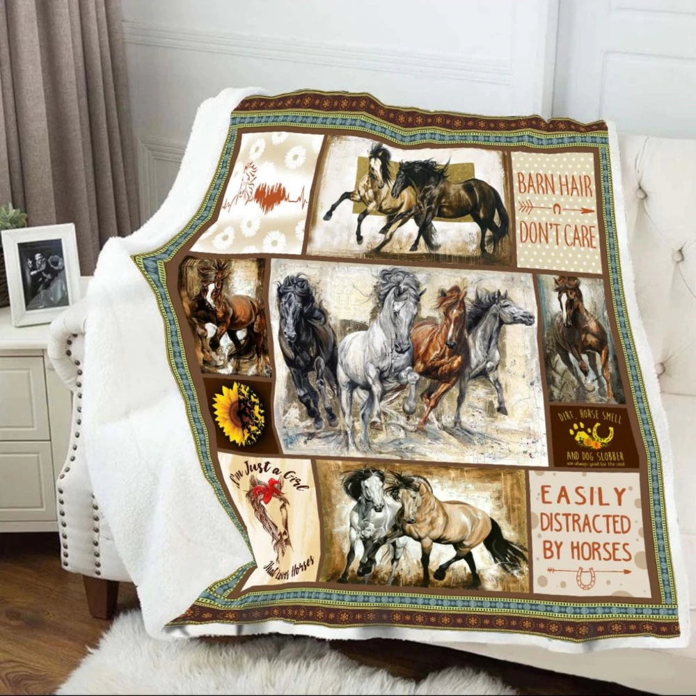 Horse CLP3010154TT Sherpa Fleece Blanket